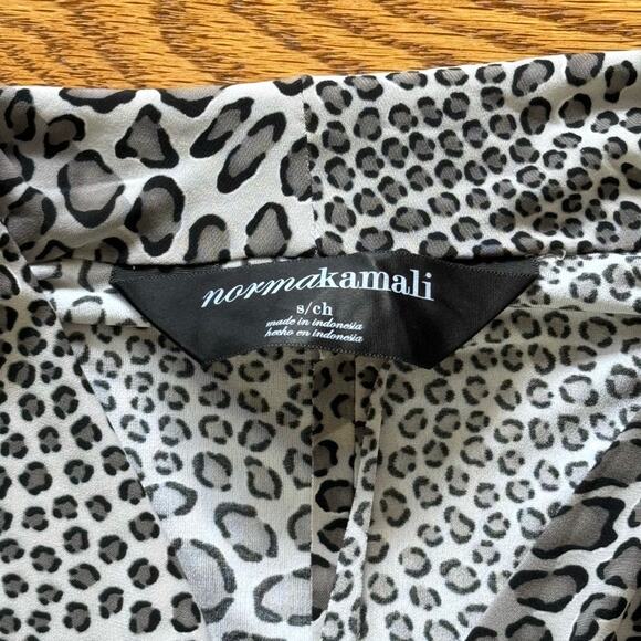 Norma Kamali Gray Leopard Faux Wrap Stretch Knit S Dress MSRP $250 - Picture 4 of 6